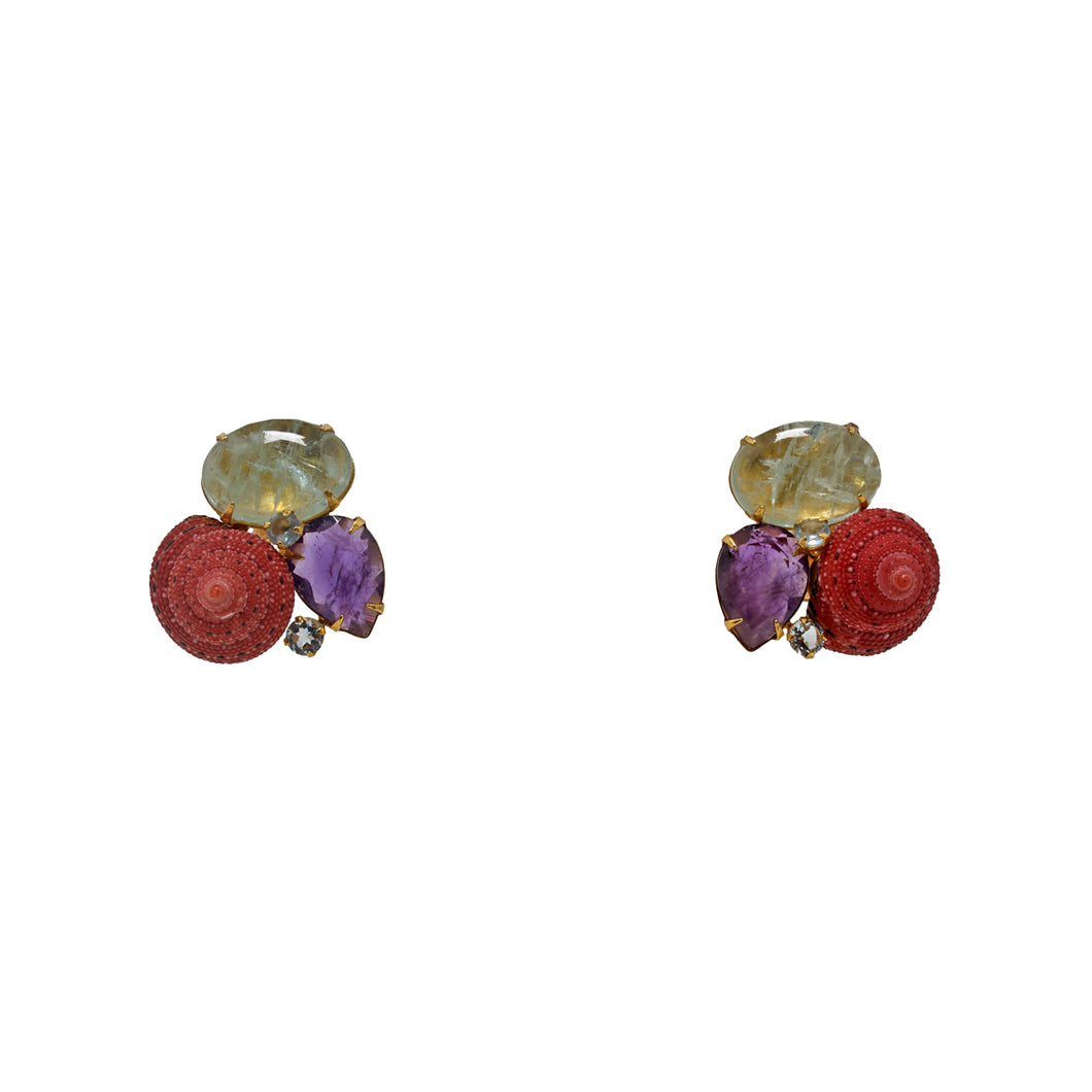 Semi-Precious Earrings shell and stones