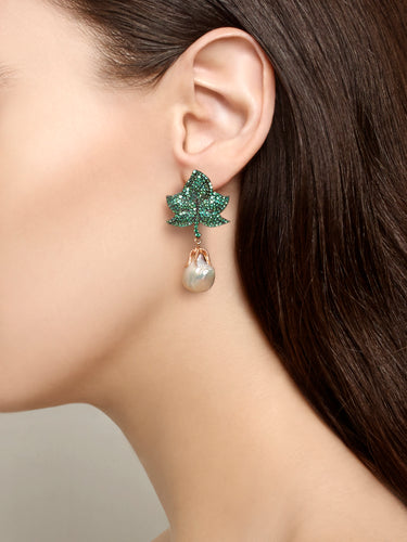Earrings Leaf and Pearl