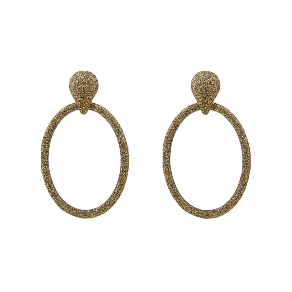 Earrings Large  Golden Silver Dust Ovals