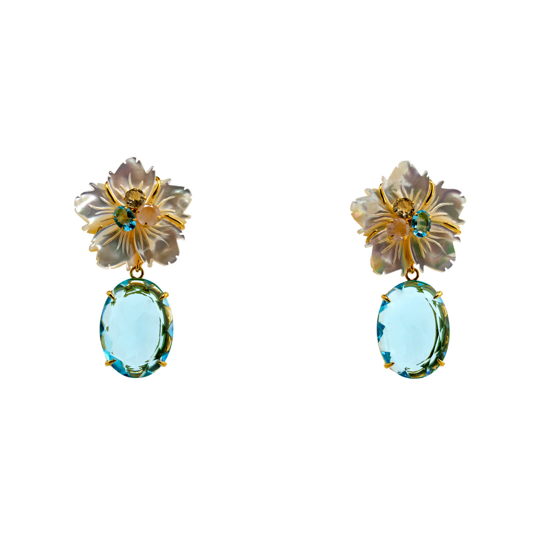 Semi-precious Earrings Flower and Topaz