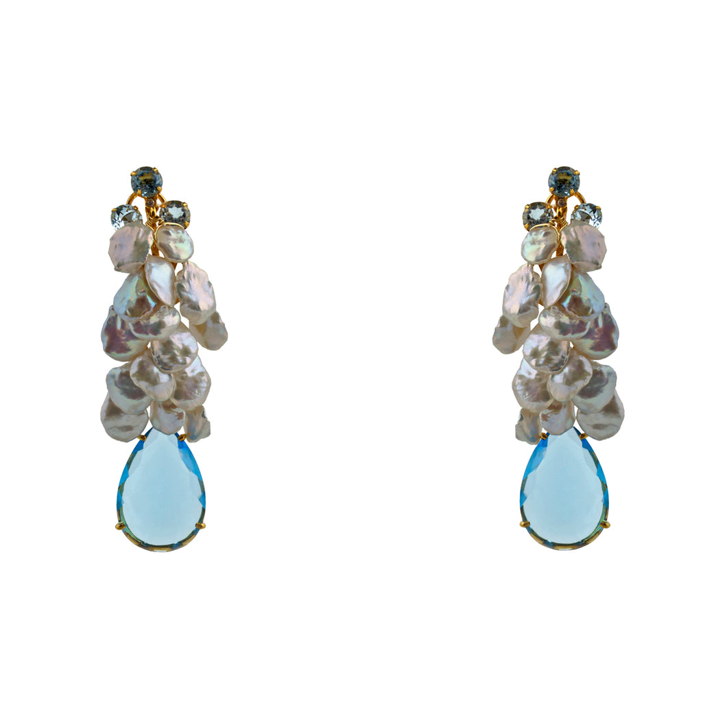 Semi-Precious Earrings Cascade and Blue