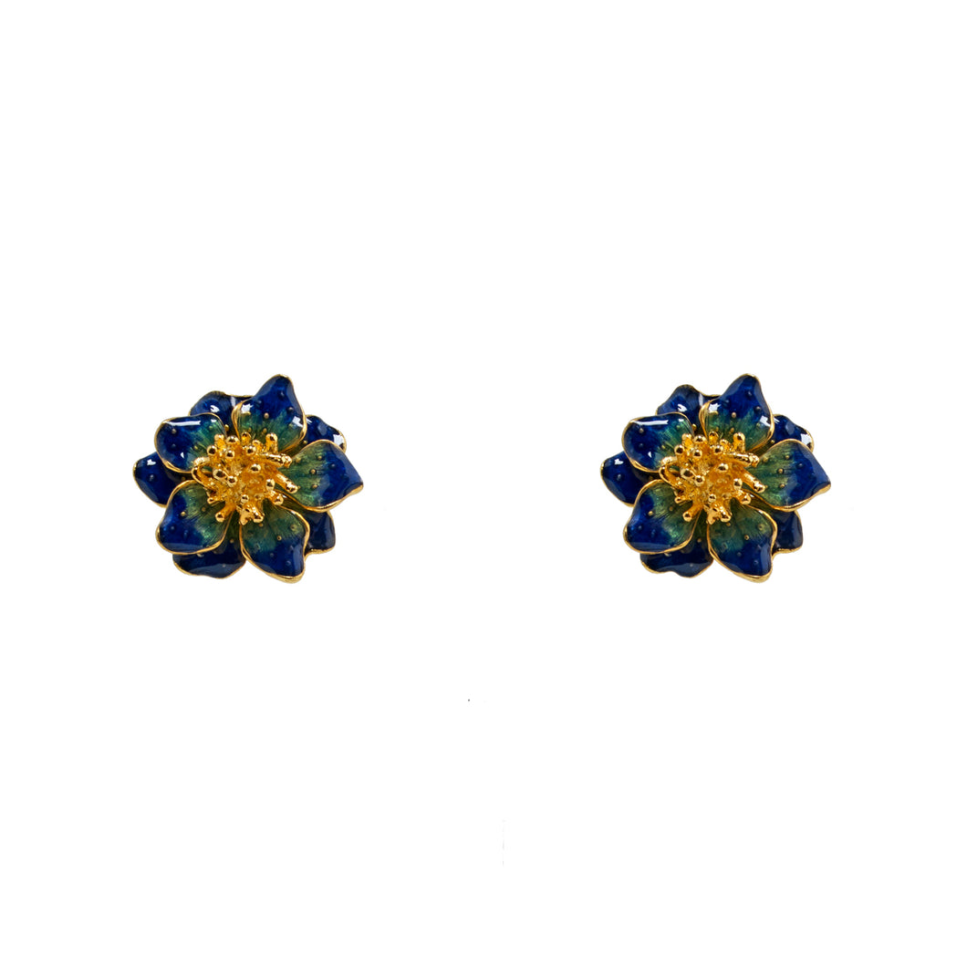 Earrings Enamelled Flower