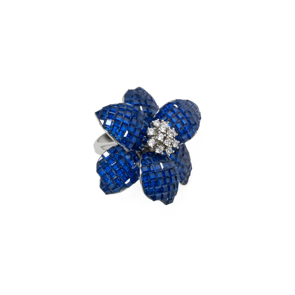 Ring Sapphire Blue Flower