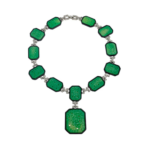 Art Deco Green and Black Necklace