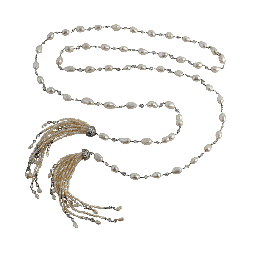 Necklace Pearl Tassel Lariat