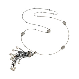 Necklace Silver and Pearl tassel