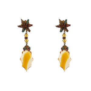 Vintage Miriam Haskell Golden Crystal Brooch and Earrings
