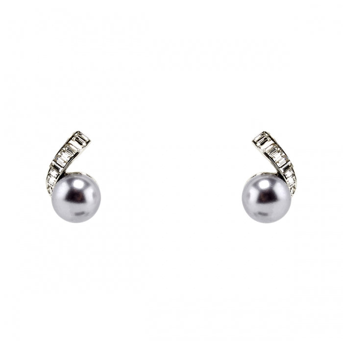 Earrings Grey Pearl and Baguette